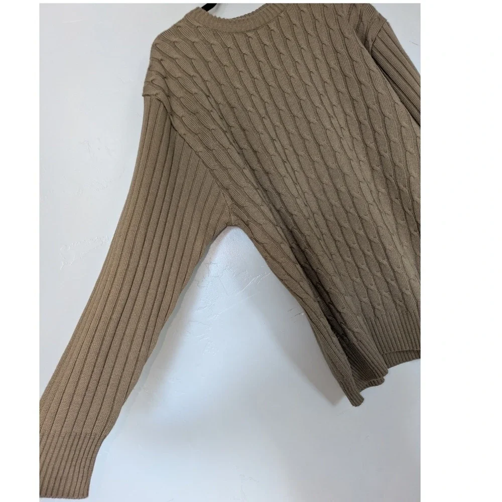 Vintage A. Adams &‎ Spire Cable Knit Sweater Tan Ribbed Mens XL Preppy Pullover